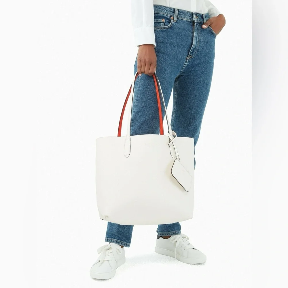 Kate Spade Ava Reversible‎ Orange Leather Tote Pouch MSRP $359